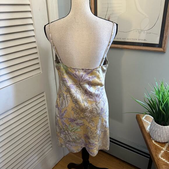 LULUS Womens Dress Medium Yellow Satin Slip Sultry Summer Tropical Cowl Neck - Picture 5 of 11